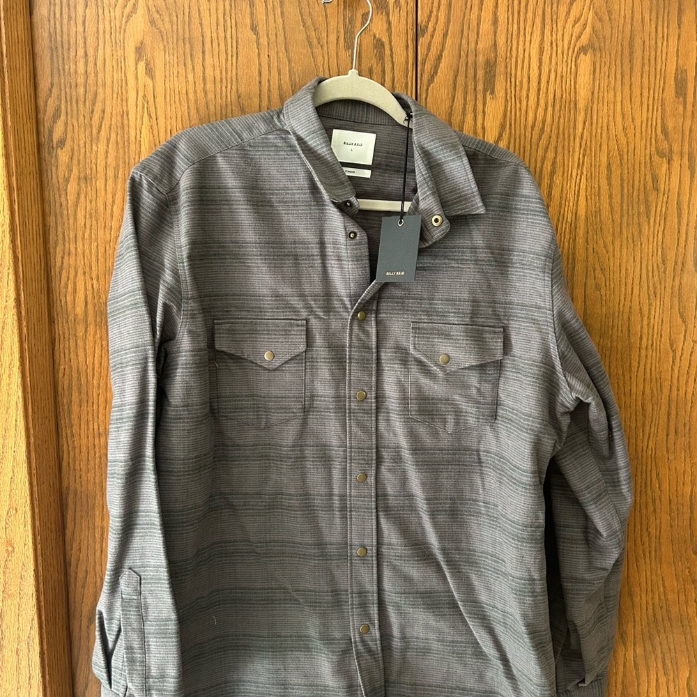 Billy Reid Gray Plaid Lightweight Shirt Jacket